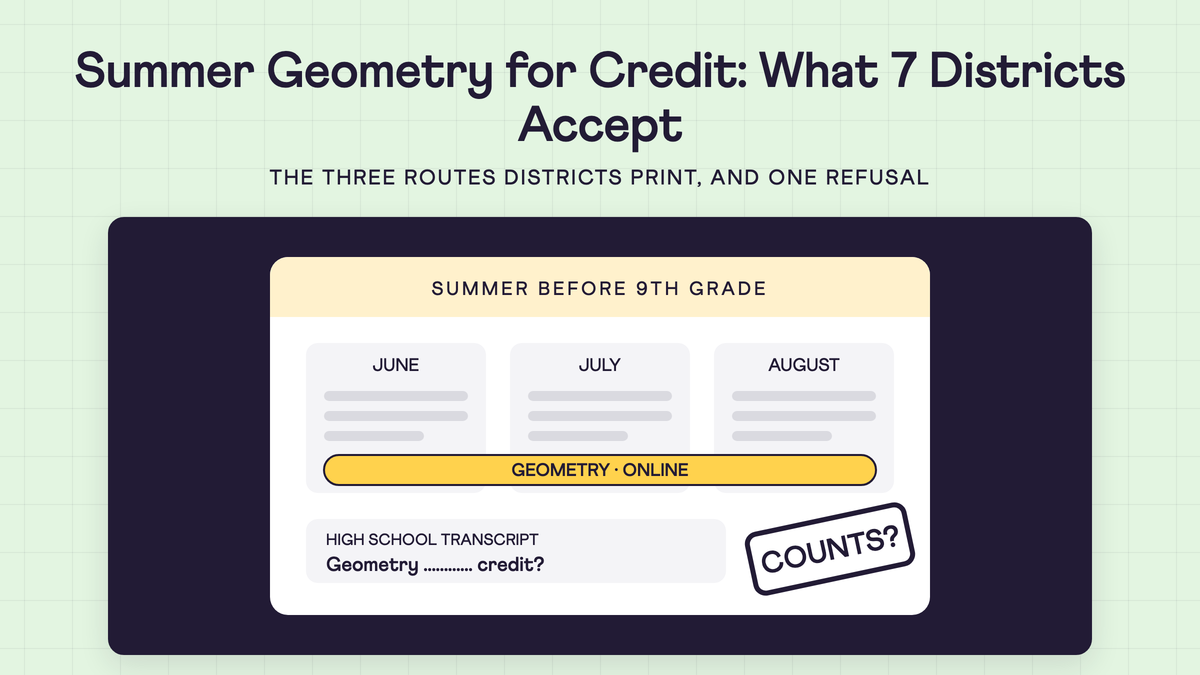 Summer Geometry Course for Credit: What 7 Districts Accept