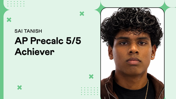 Sai Tanish, Grade 9 AP Precalculus perfect score of 5, Cuemath student